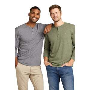 IZOD Saltwater Long Sleeve Henley Shirts – Bundle of 2 (M) Gray and Green
